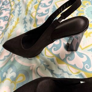 SHEIN Black Slingback Block Heels